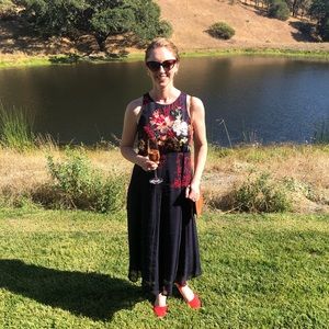 tanzine embroidered midi dress